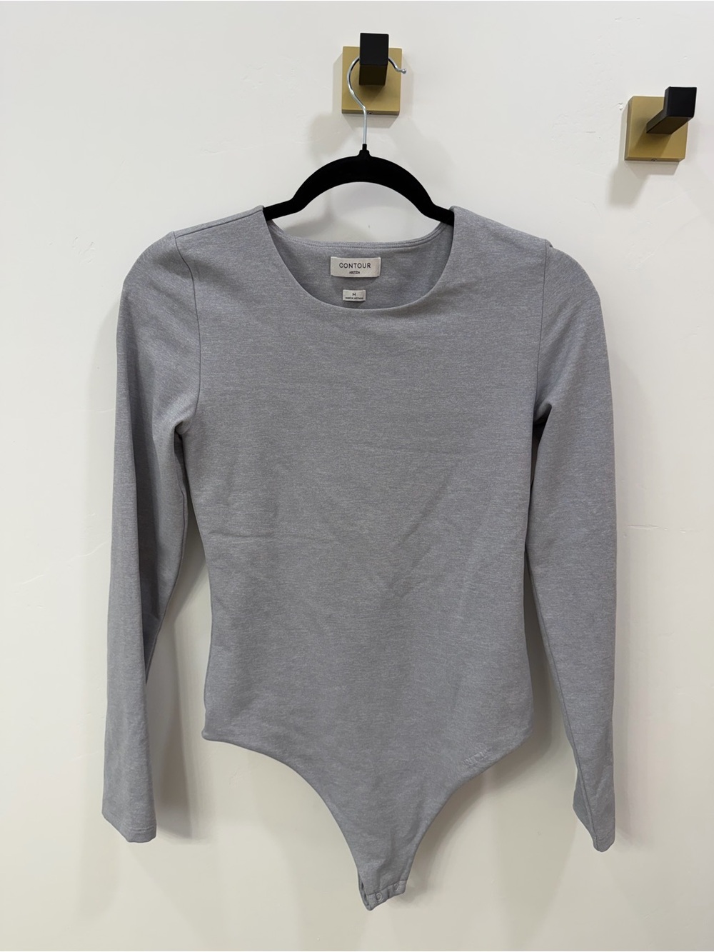 Aritzia Contour Gray Long-Sleeve Bodysuit